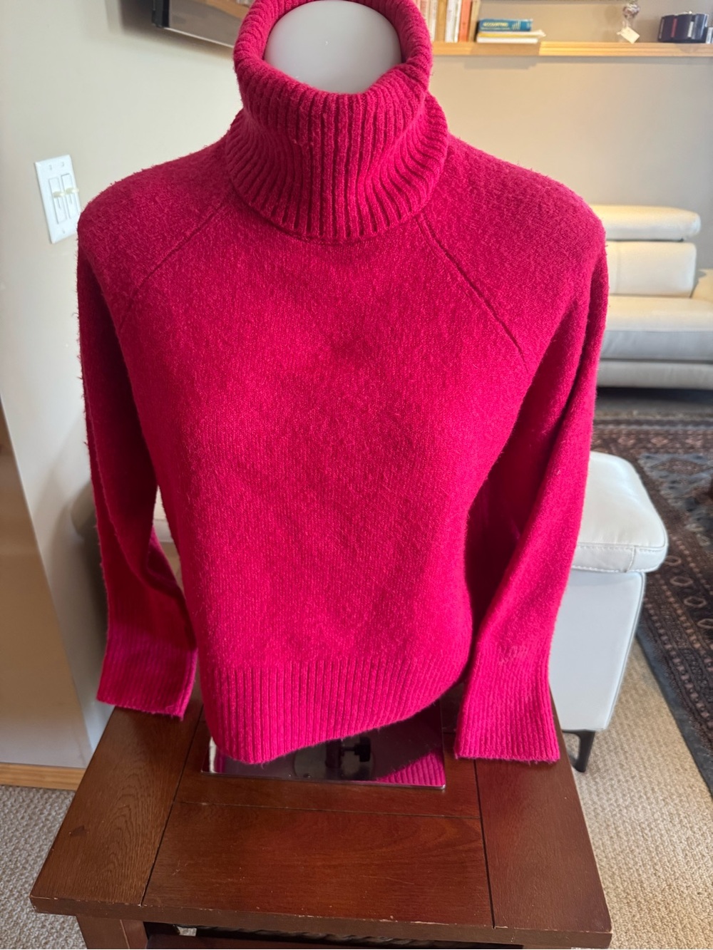 Zara Hot Pink Ribbed Turtleneck Sweater